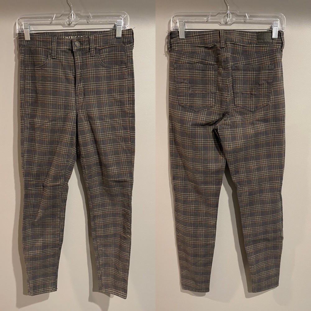 American Eagle Super Stretch Super High Rise Brown Plaid Jegging